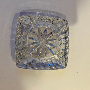 Vintage Crystal Square 4.75" ashtray.  4 Cigarette slots.